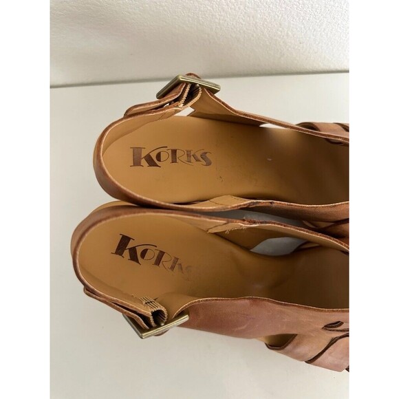 Kork-Ease Berengo Block Wedge Heel Leather Brown Western Orthopedic Women's 10 - Picture 6 of 11